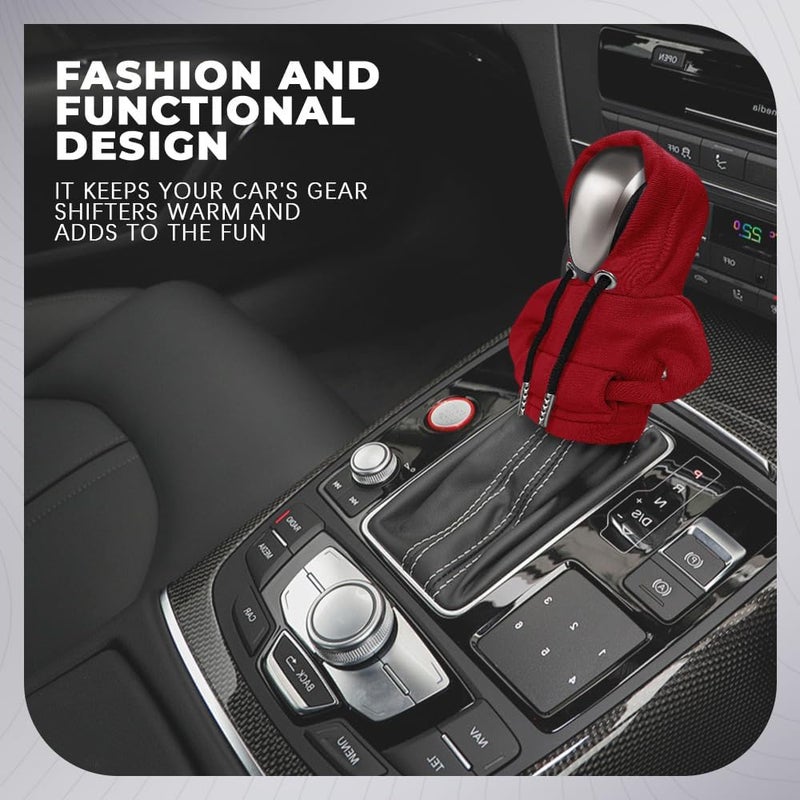 RGOAANC Gear Shift Hoodie, Gear Shift Cover, Fashionable Hoodie Automotive Gear Shift Knob Protector, Car Accessories Mini Sweater Gear Shift Knob Cover for Car Gear Shift Levers (Red) - Image 3
